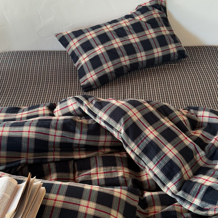 91家纺网 家纺一手货源 找家纺 山舍2025新款全棉色织双层纱四件套 瑞恩