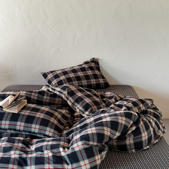 山舍2025新款全棉色织双层纱四件套 瑞恩