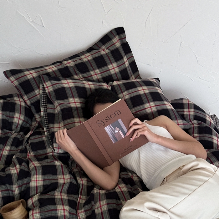 91家纺网 家纺一手货源 找家纺 山舍2025新款全棉色织双层纱四件套 瑞恩