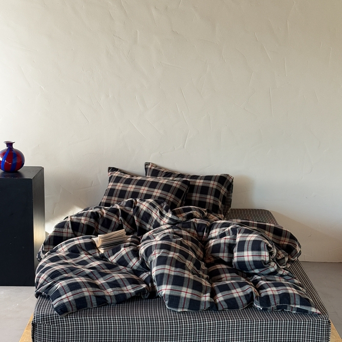 91家纺网 家纺一手货源 找家纺 山舍2025新款全棉色织双层纱四件套 瑞恩