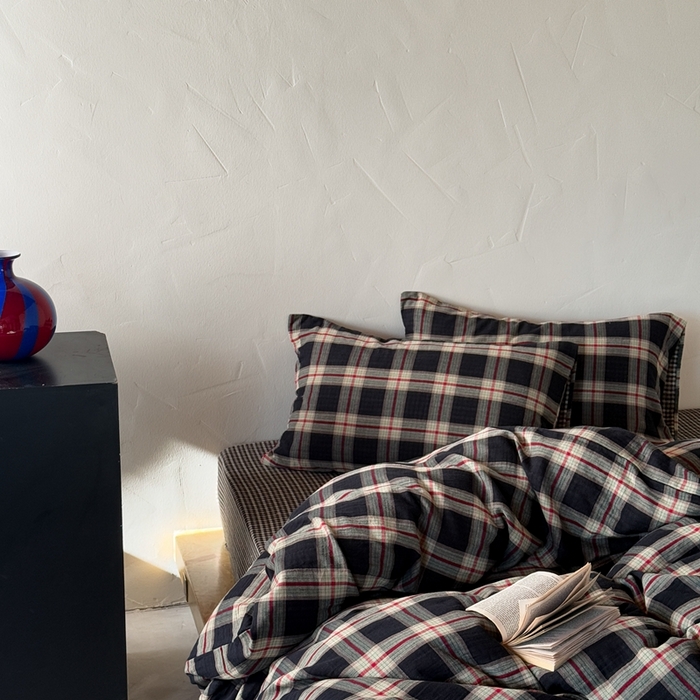 91家纺网 家纺一手货源 找家纺 山舍2025新款全棉色织双层纱四件套 瑞恩