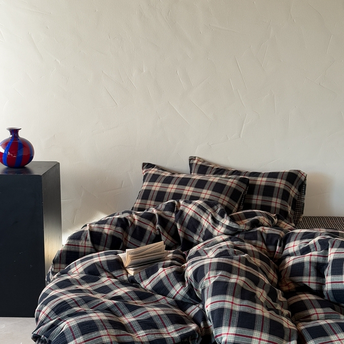 91家纺网 家纺一手货源 找家纺 山舍2025新款全棉色织双层纱四件套 瑞恩