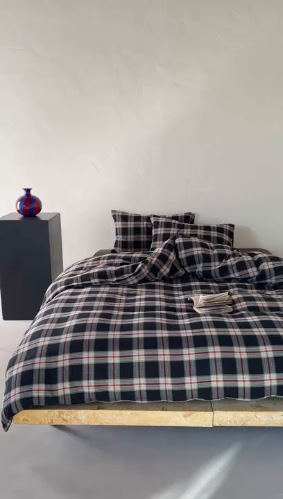 91家纺网 家纺一手货源 找家纺 山舍2025新款全棉色织双层纱四件套 瑞恩