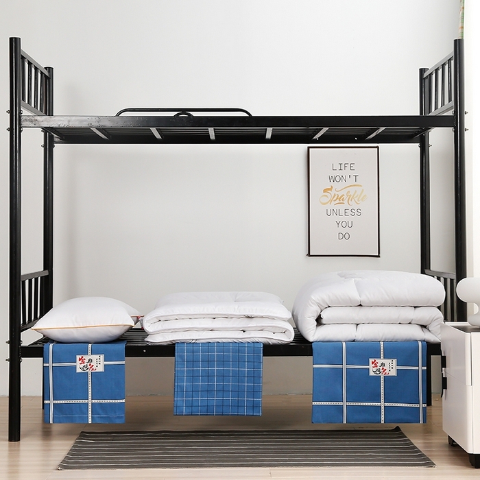 91家纺网 家纺一手货源 找家纺 乐旗家纺 2025新款A类AB版全棉环保印花学生上下铺宿舍三件套六件套 金榜题名-蓝