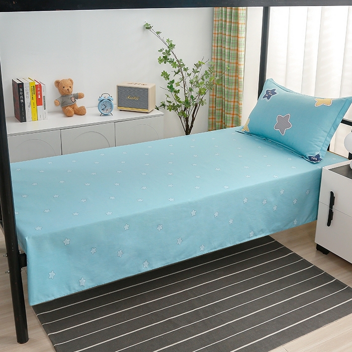 91家纺网 家纺一手货源 找家纺 乐旗家纺 2025新款A类AB版全棉环保印花学生上下铺宿舍三件套六件套 星空