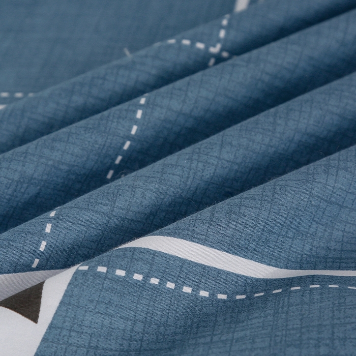 91家纺网 家纺一手货源 找家纺 乐旗家纺 2025新款A类AB版全棉环保印花学生上下铺宿舍三件套六件套 趣味几何