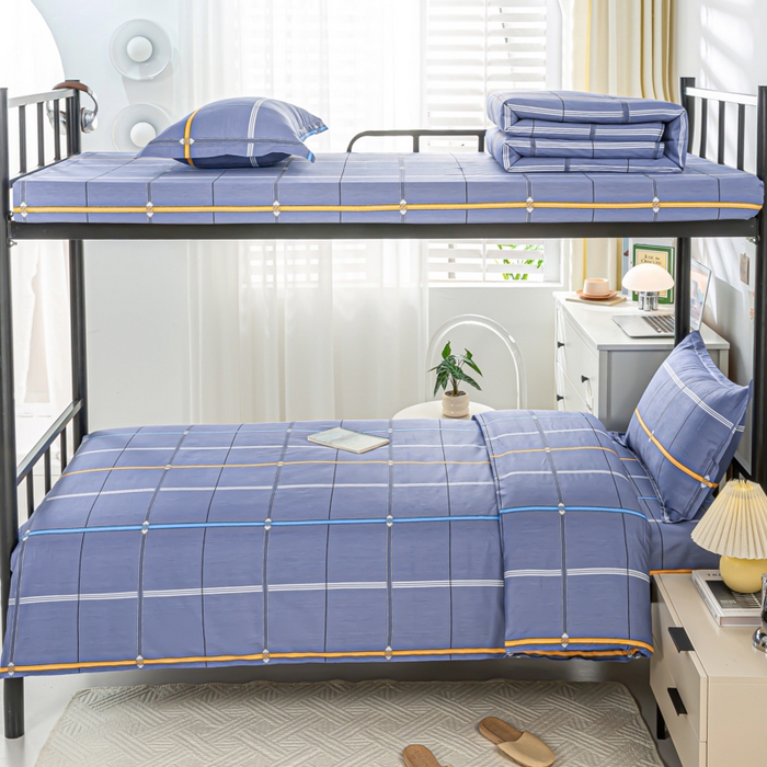 91家纺网 家纺一手货源 找家纺 上学郎家居 2025新款全棉13372学生三件套100棉单人床纯棉六件套学生宿舍床上用品 科尔