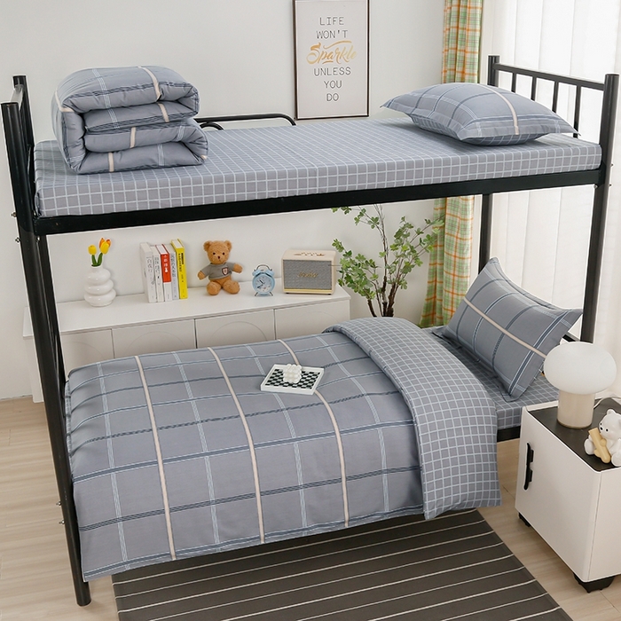 91家纺网 家纺一手货源 找家纺 乐旗家纺 2025新款A类AB版全棉环保印花学生上下铺宿舍三件套六件套 索尔