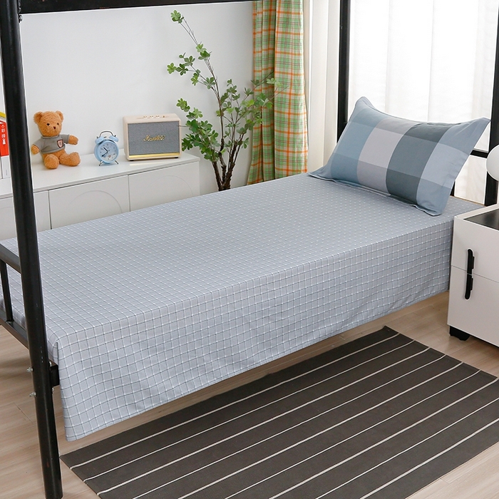 91家纺网 家纺一手货源 找家纺 乐旗家纺 2025新款A类AB版全棉环保印花学生上下铺宿舍三件套六件套 摩卡格调