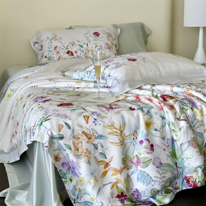 91家纺网 家纺一手货源 找家纺 （总）馨蕊家居 2025新款80SLF奥地利兰精天丝夏被四件套-知否 风格一