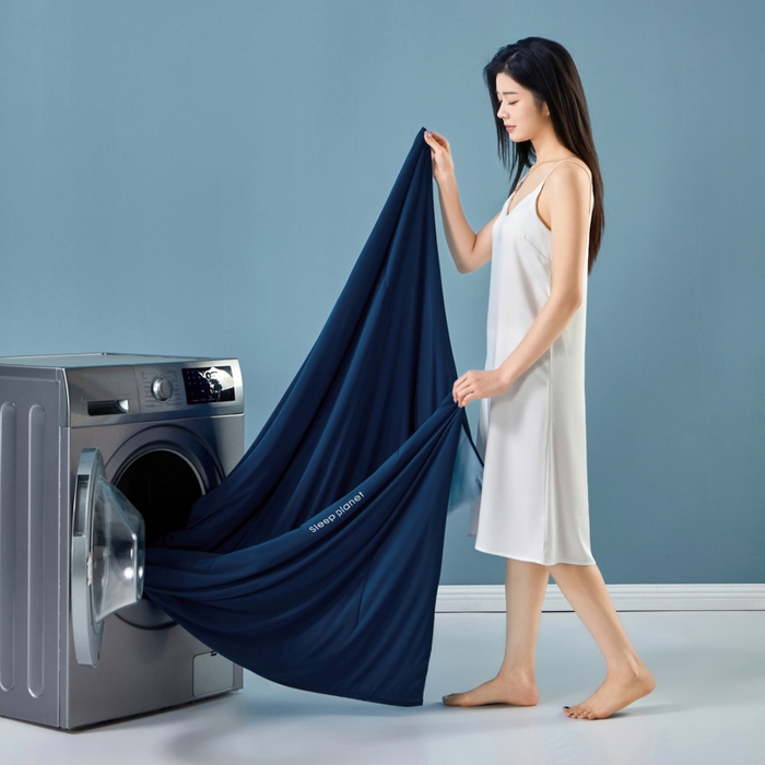 91家纺网 家纺一手货源 找家纺 玛德琳 2025新款冷暖深睡控温夏被 景泰蓝