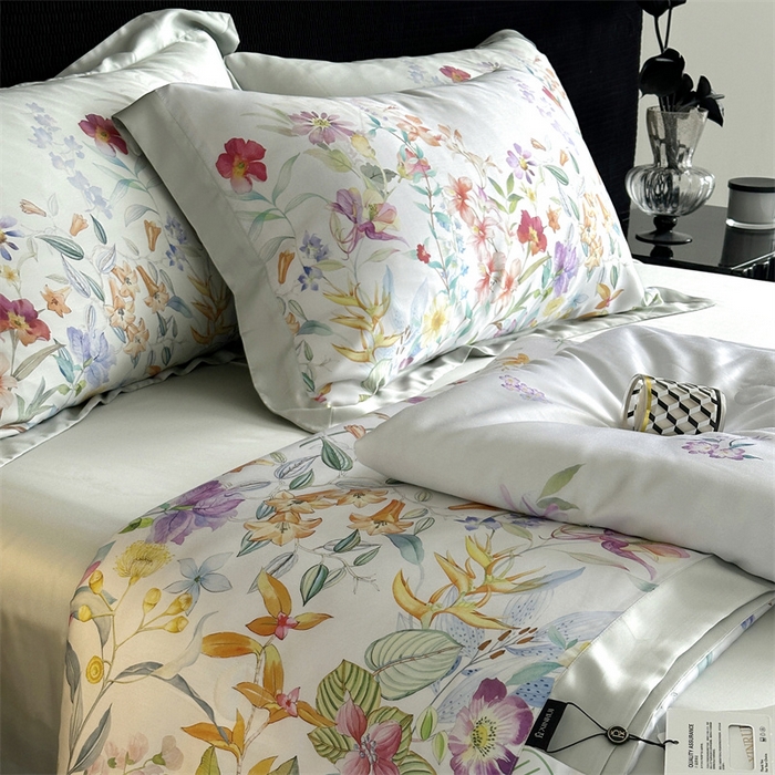 91家纺网 家纺一手货源 找家纺 馨蕊家居 2025新款80SLF奥地利兰精天丝夏被四件套-知否 风格二 夏被知否-月光白