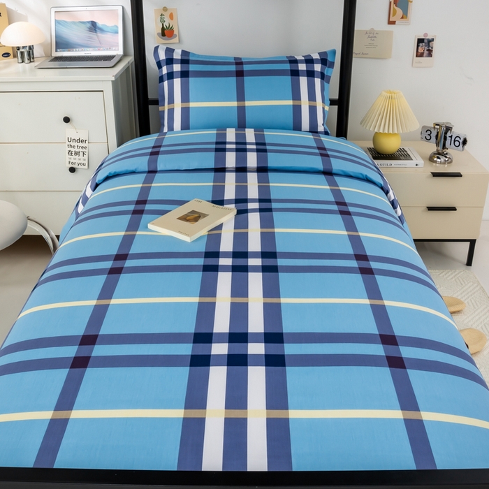 91家纺网 家纺一手货源 找家纺 上学郎家居 2025新款全棉13372学生三件套100棉单人床纯棉六件套学生宿舍床上用品 苏格兰