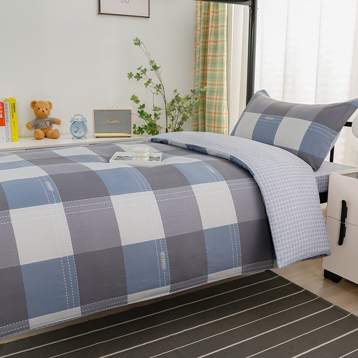 91家纺网 家纺一手货源 找家纺 乐旗家纺 2025新款A类AB版全棉环保印花学生上下铺宿舍三件套六件套 莫斯格