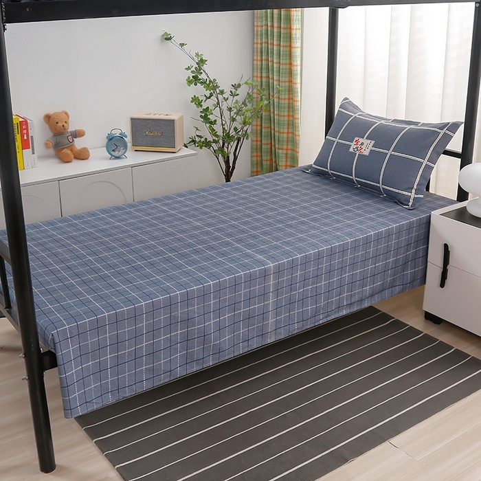 91家纺网 家纺一手货源 找家纺 乐旗家纺 2025新款A类AB版全棉环保印花学生上下铺宿舍三件套六件套 金榜題名-灰