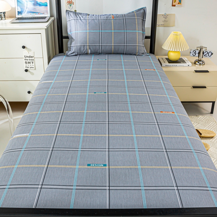 91家纺网 家纺一手货源 找家纺 上学郎家居 2025新款全棉13372学生三件套100棉单人床纯棉六件套学生宿舍床上用品 慕言-灰