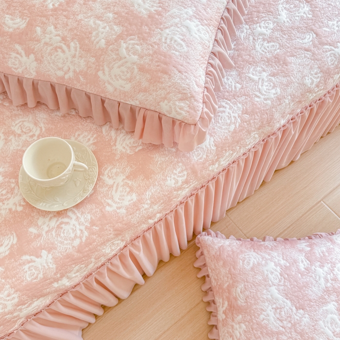 91家纺网 家纺一手货源 找家纺 慧菲 2025新款床盖款凉席三件套-玫瑰 玫瑰-粉
