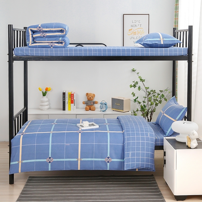 91家纺网 家纺一手货源 找家纺 乐旗家纺 2025新款A类AB版全棉环保印花学生上下铺宿舍三件套六件套 萨尔