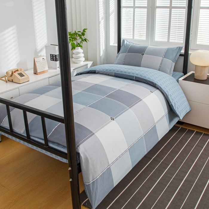 91家纺网 家纺一手货源 找家纺 乐旗家纺 2025新款A类AB版全棉环保印花学生上下铺宿舍三件套六件套 西雅图