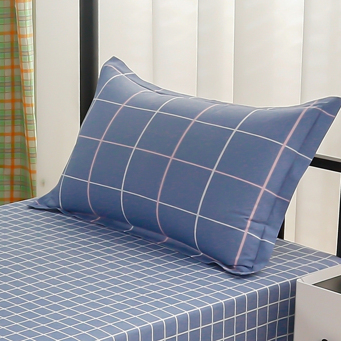 91家纺网 家纺一手货源 找家纺 乐旗家纺 2025新款A类AB版全棉环保印花学生上下铺宿舍三件套六件套 素雅格调-蓝