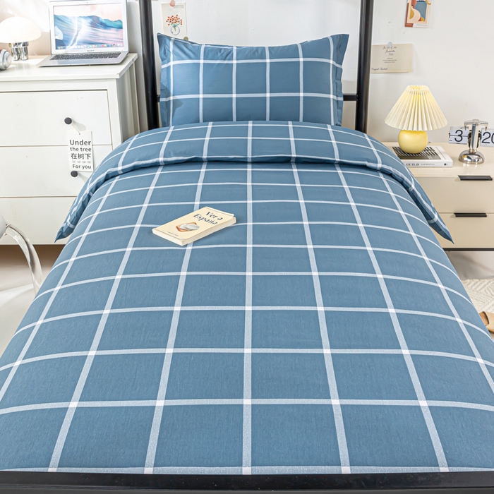 91家纺网 家纺一手货源 找家纺 上学郎家居 2025新款全棉13372学生三件套100棉单人床纯棉六件套学生宿舍床上用品 海兰格