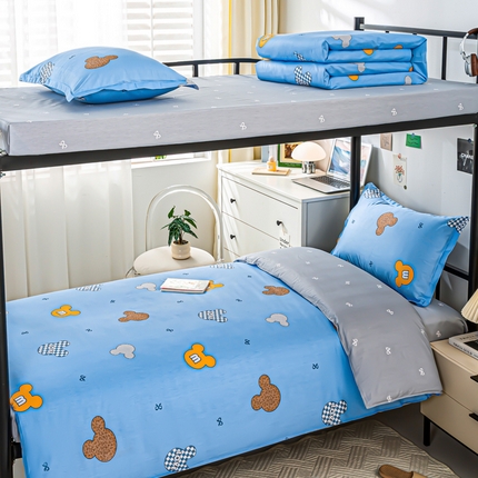 91家纺网 家纺一手货源 找家纺 （总）上学郎家居 2025新款全棉13372学生三件套100棉单人床纯棉六件套学生宿舍床上用品