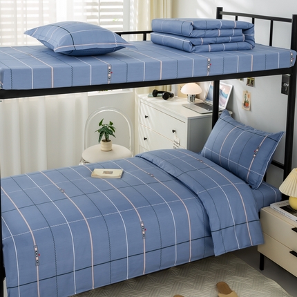 91家纺网 家纺一手货源 找家纺 上学郎家居 2025新款全棉13372学生三件套100棉单人床纯棉六件套学生宿舍床上用品 校园时光