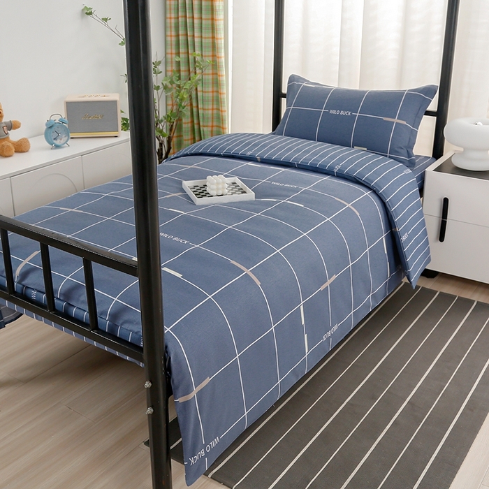 91家纺网 家纺一手货源 找家纺 乐旗家纺 2025新款A类AB版全棉环保印花学生上下铺宿舍三件套六件套 凯尔洛