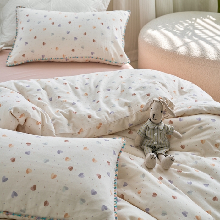 91家纺网 家纺一手货源 找家纺 洋铭区（原狠狠爱） 2025新款全棉彩边双层四件套 甜心咖啡