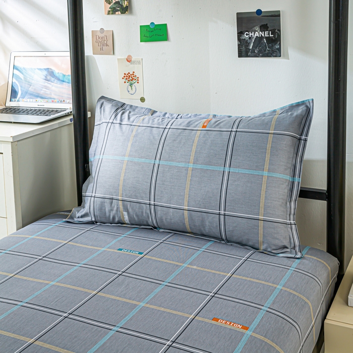 91家纺网 家纺一手货源 找家纺 上学郎家居 2025新款全棉13372学生三件套100棉单人床纯棉六件套学生宿舍床上用品 慕言-灰