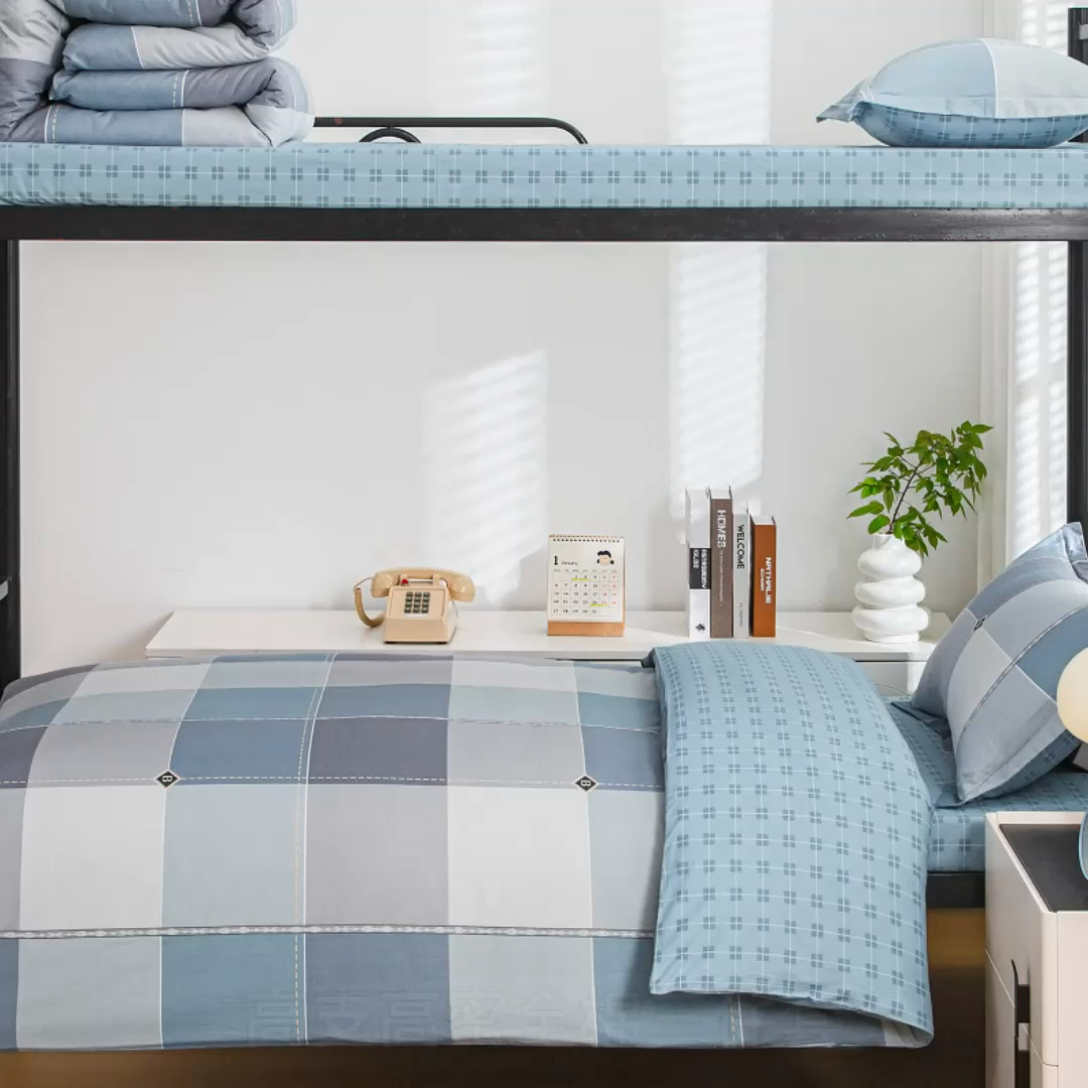 91家纺网 家纺一手货源 找家纺 乐旗家纺 2025新款A类AB版全棉环保印花学生上下铺宿舍三件套六件套 西雅图