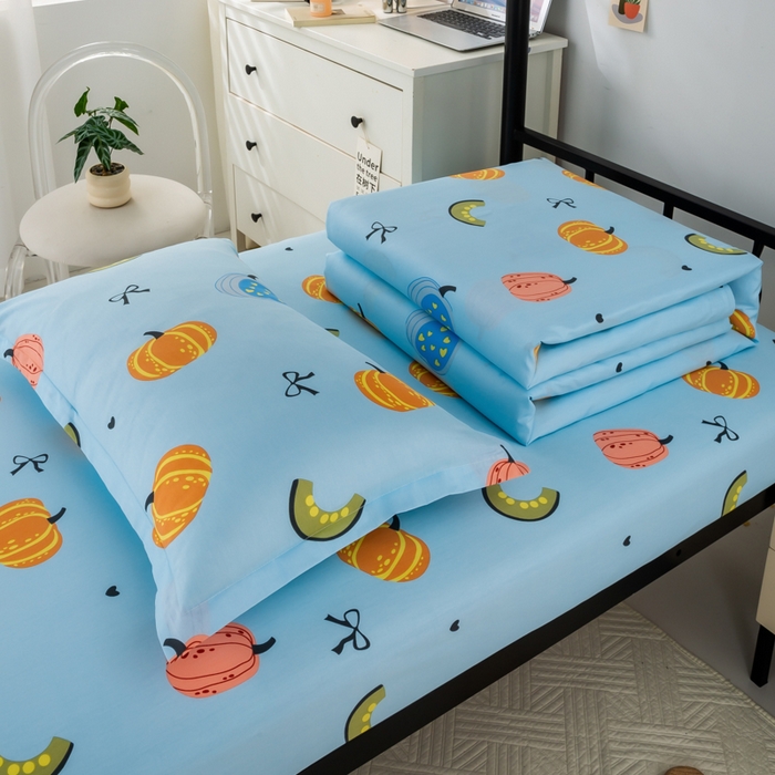 91家纺网 家纺一手货源 找家纺 上学郎家居 2025新款全棉13372学生三件套100棉单人床纯棉六件套学生宿舍床上用品 田园风情