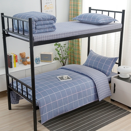 乐旗家纺 2025新款A类AB版全棉环保印花学生上下铺宿舍三件套六件套 素雅格调-灰