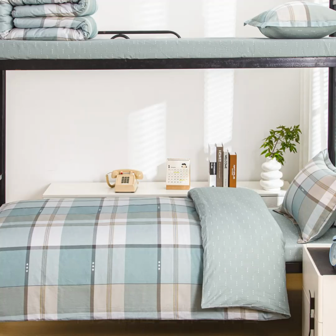 91家纺网 家纺一手货源 找家纺 乐旗家纺 2025新款A类AB版全棉环保印花学生上下铺宿舍三件套六件套 威风