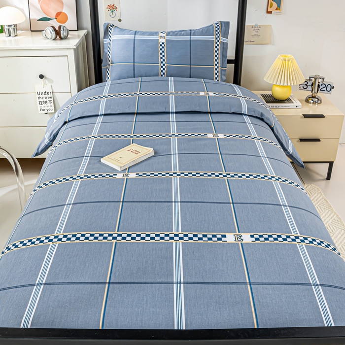 91家纺网 家纺一手货源 找家纺 上学郎家居 2025新款全棉13372学生三件套100棉单人床纯棉六件套学生宿舍床上用品 华彩乐章-灰