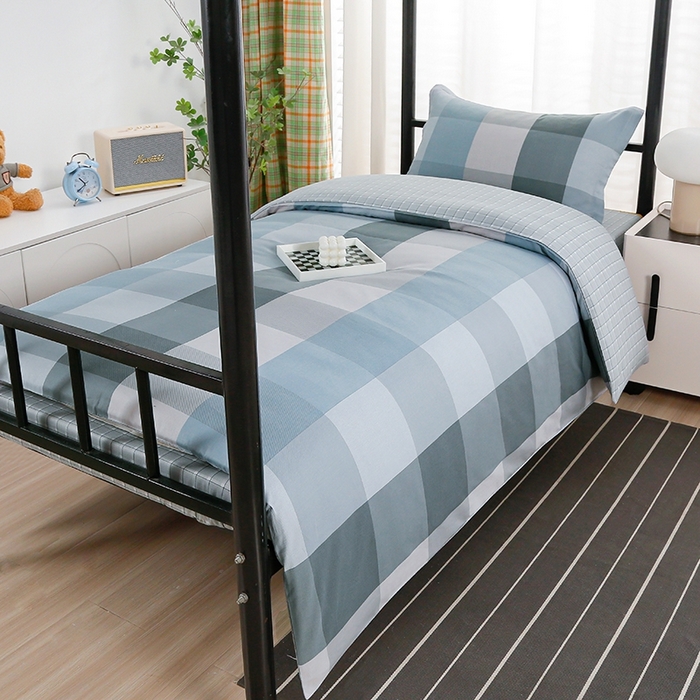 91家纺网 家纺一手货源 找家纺 乐旗家纺 2025新款A类AB版全棉环保印花学生上下铺宿舍三件套六件套 摩卡格调