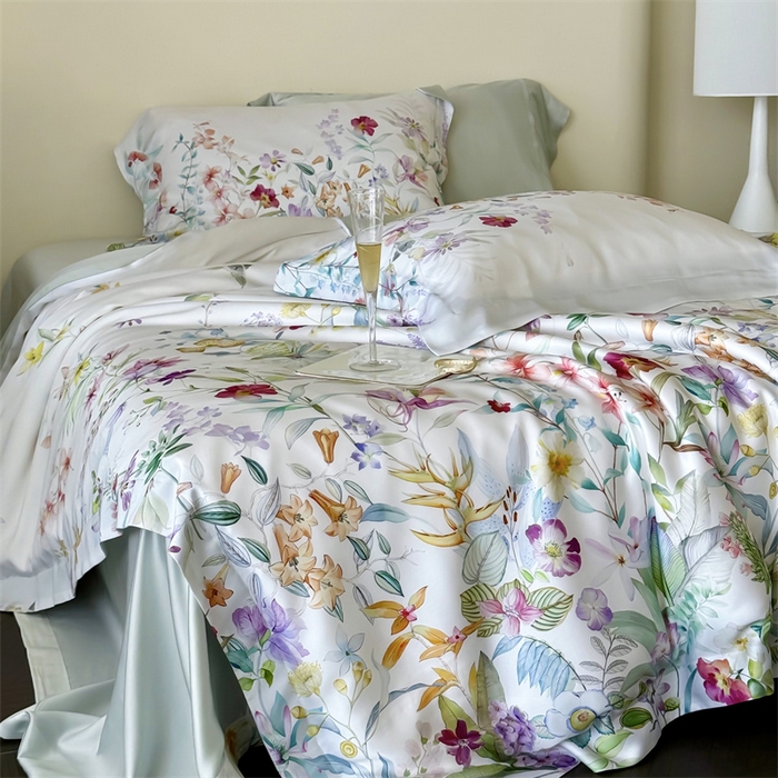 91家纺网 家纺一手货源 找家纺 馨蕊家居 2025新款80SLF奥地利兰精天丝四件套-知否 天丝知否-月光白