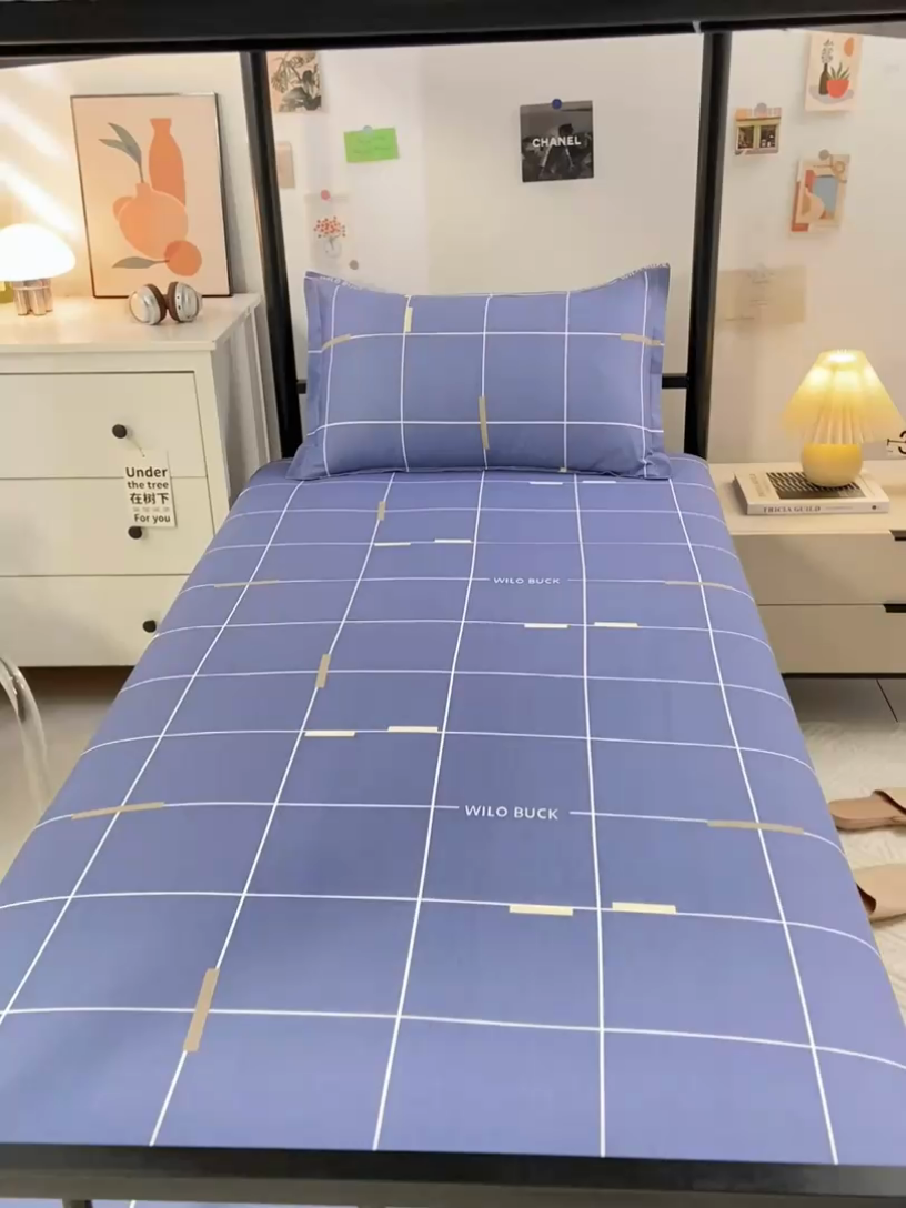 91家纺网 家纺一手货源 找家纺 上学郎家居 2025新款全棉13372学生三件套100棉单人床纯棉六件套学生宿舍床上用品 凯尔洛