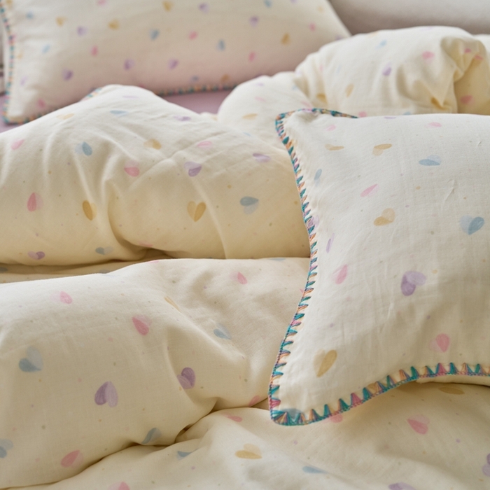 91家纺网 家纺一手货源 找家纺 洋铭区（原狠狠爱） 2025新款全棉彩边双层四件套 波澜紫心