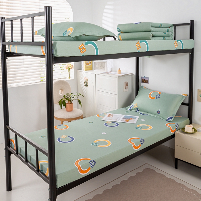 91家纺网 家纺一手货源 找家纺 上学郎家居 2025新款全棉13372学生三件套100棉单人床纯棉六件套学生宿舍床上用品 维卡-绿