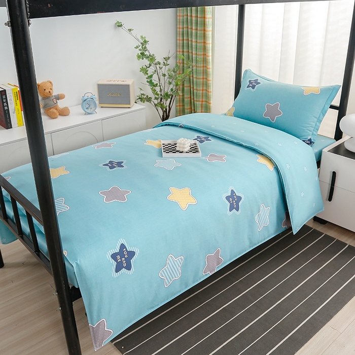 91家纺网 家纺一手货源 找家纺 乐旗家纺 2025新款A类AB版全棉环保印花学生上下铺宿舍三件套六件套 星空