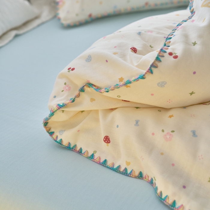 91家纺网 家纺一手货源 找家纺 洋铭区（原狠狠爱） 2025新款全棉彩边双层四件套 甜筒屋