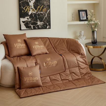 91家纺网 家纺一手货源 找家纺 （总）宝马家纺（原梦童画） 2025新款全棉刺绣希尔顿四季款抱枕被