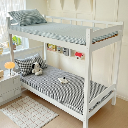 妖妖家纺 2025新款软糯格子学生床笠 全冰美式