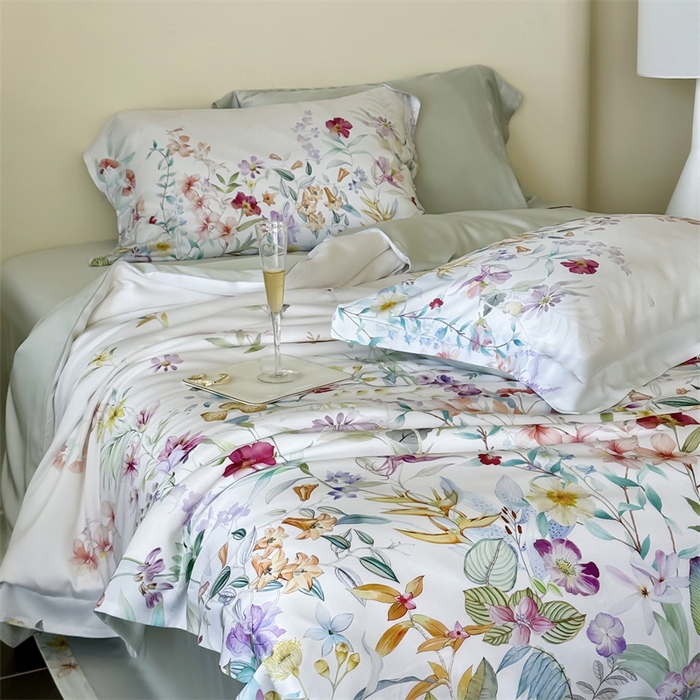 91家纺网 家纺一手货源 找家纺 馨蕊家居 2025新款80SLF奥地利兰精天丝四件套-知否 天丝知否-月光白