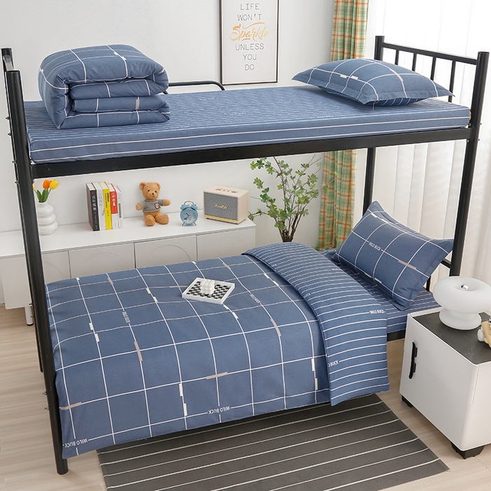 91家纺网 家纺一手货源 找家纺 乐旗家纺 2025新款A类AB版全棉环保印花学生上下铺宿舍三件套六件套 凯尔洛