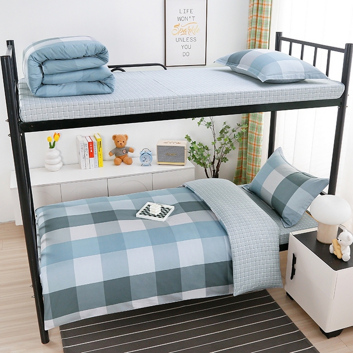 91家纺网 家纺一手货源 找家纺 乐旗家纺 2025新款A类AB版全棉环保印花学生上下铺宿舍三件套六件套 摩卡格调