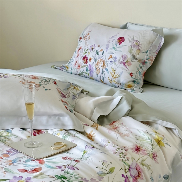 91家纺网 家纺一手货源 找家纺 馨蕊家居 2025新款80SLF奥地利兰精天丝夏被四件套-知否 风格一 夏被知否-月光白