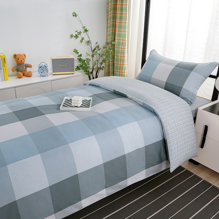 91家纺网 家纺一手货源 找家纺 乐旗家纺 2025新款A类AB版全棉环保印花学生上下铺宿舍三件套六件套 摩卡格调