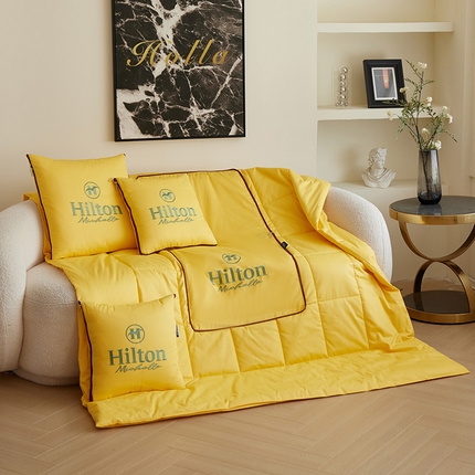 91家纺网 家纺一手货源 找家纺 （总）宝马家纺（原梦童画） 2025新款全棉刺绣希尔顿四季款抱枕被